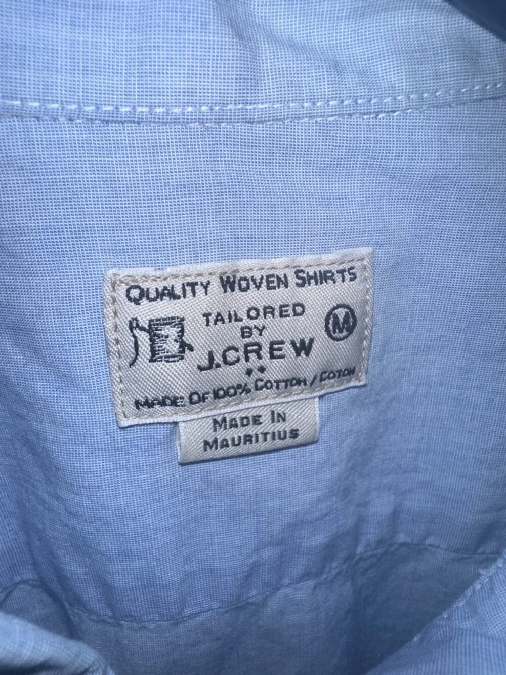 J. Crew Woven Tailored Blue Cotton Long-Sleeve Shirt Mens Medium